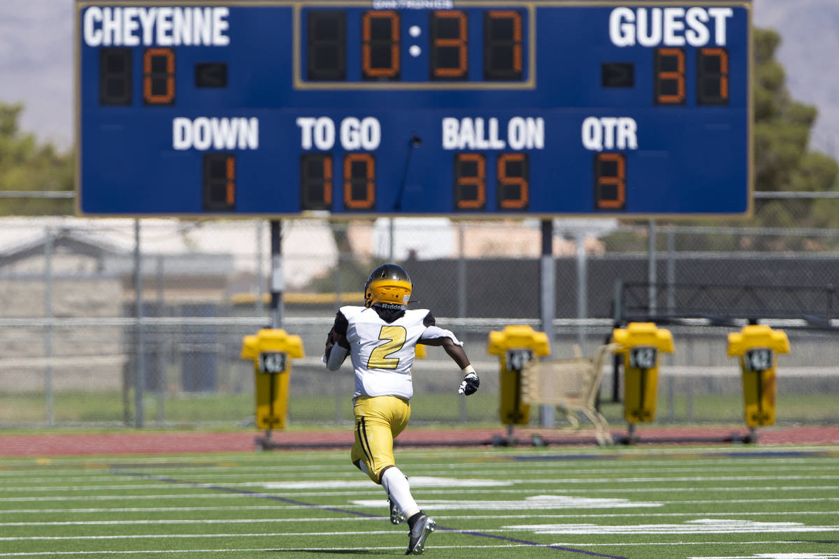 Clark running back Lebon Makwashi (2) runs toward the end zone for a touch down during a high s ...