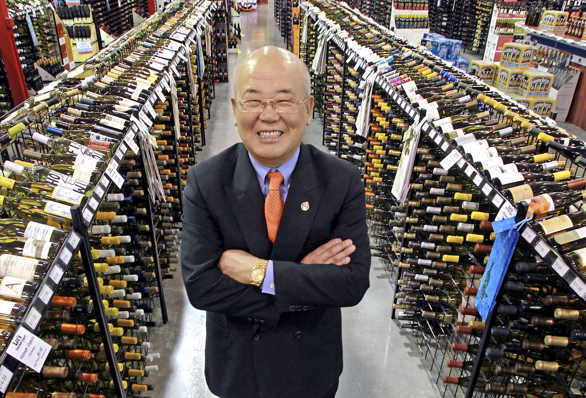 Hae Un Lee, CEO of Lee's Liquor poses in the wine area of his store on Sunset Road in Henderson ...