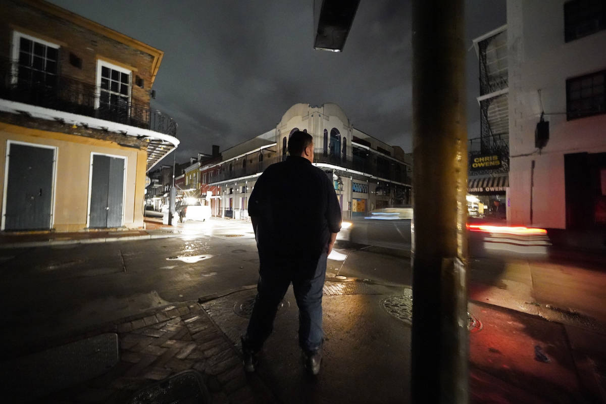 Greg Nazarko, manager of the Bourbon Bandstand bar on Bourbon Street, stands outside the club, ...