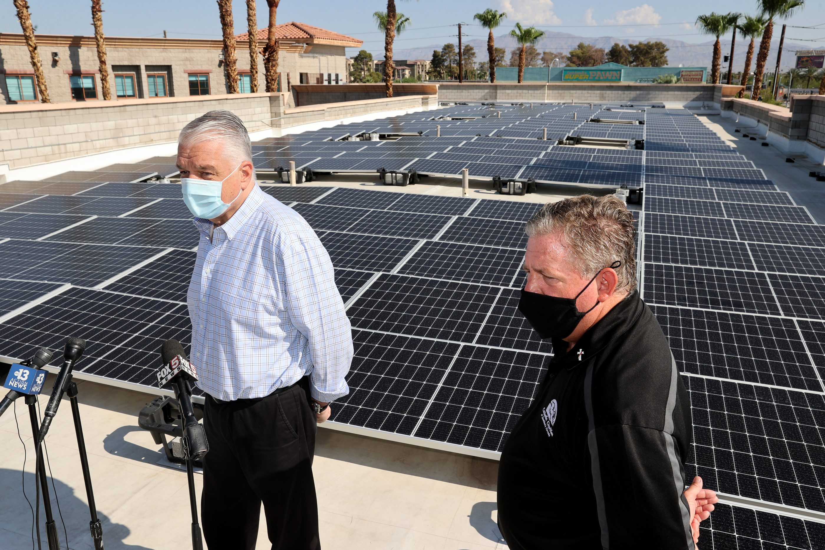 Sisolak tours 550-kilowatt solar project at Catholic Charities campus