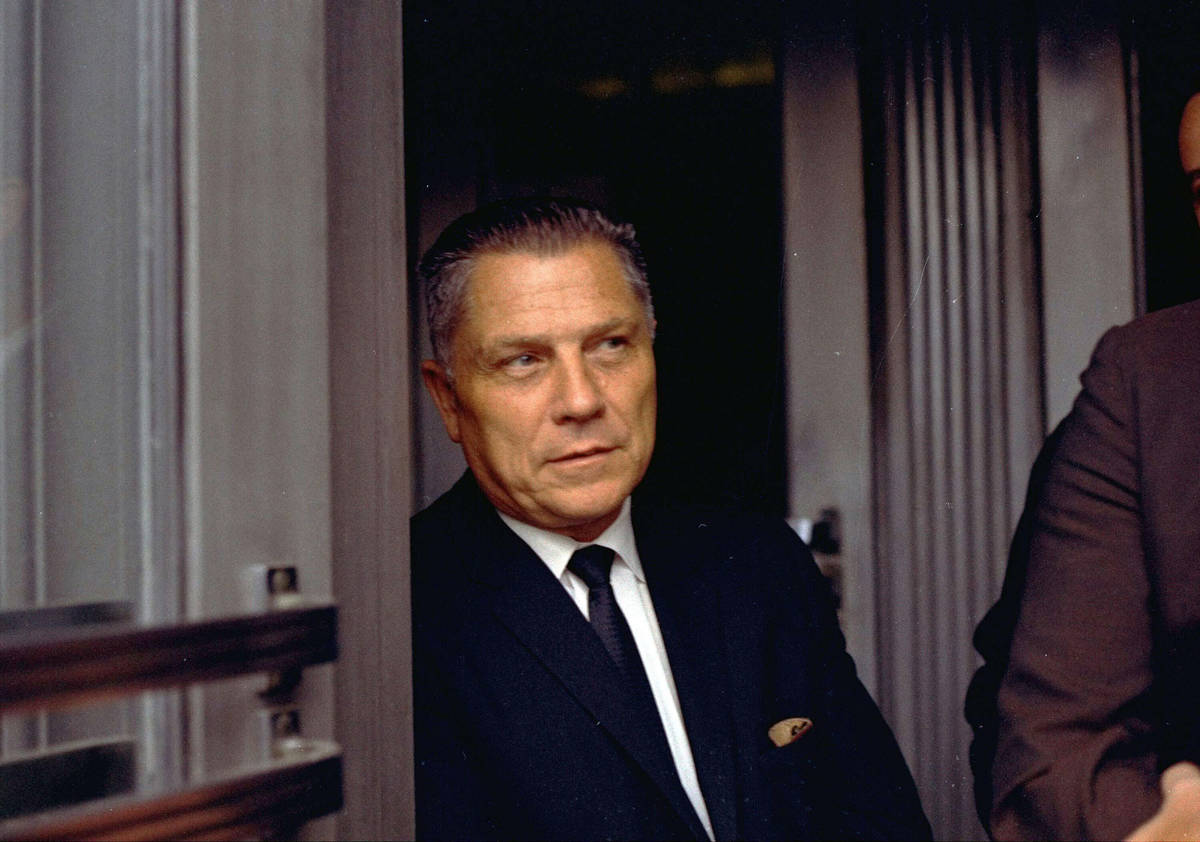 In this Aug. 21, 1969 file photo, Teamsters Union leader James Hoffa is shown in Chattanooga, T ...