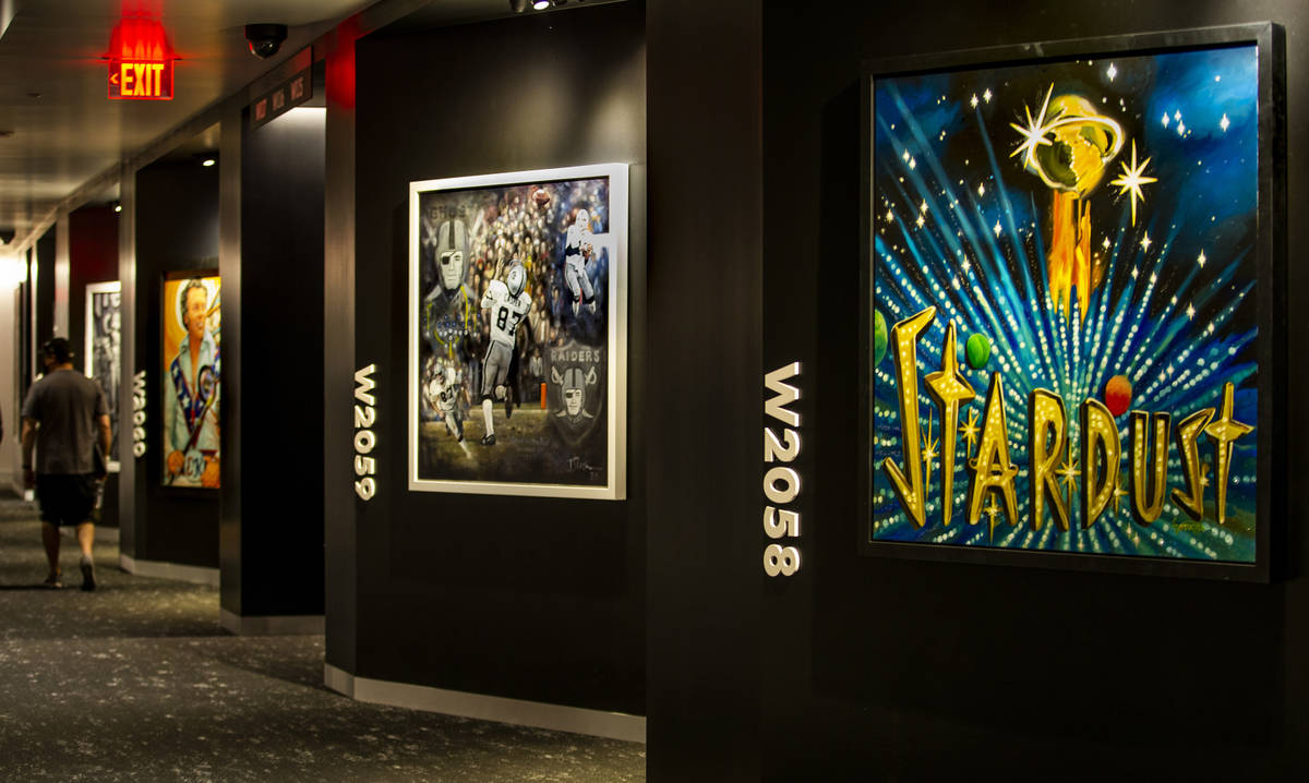 A suites level at Allegiant Stadium features many commissioned art works on Friday, Sept. 18, 2 ...