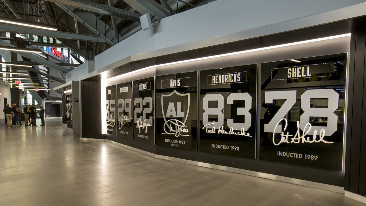 Former Oakland Raiders in the Pro Football Hall of Fame are each recognized on the 200 level Al ...
