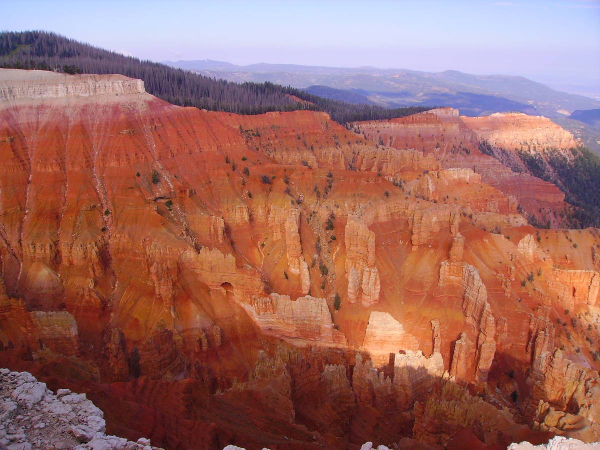 Cedar Breaks National Monument, Utah features a natural amphitheater, 2,000 feet deep and 3 mil ...