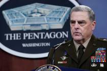 Joint Chiefs of Staff Gen. Mark Milley speaks during a briefing with Secretary of Defense Lloyd ...