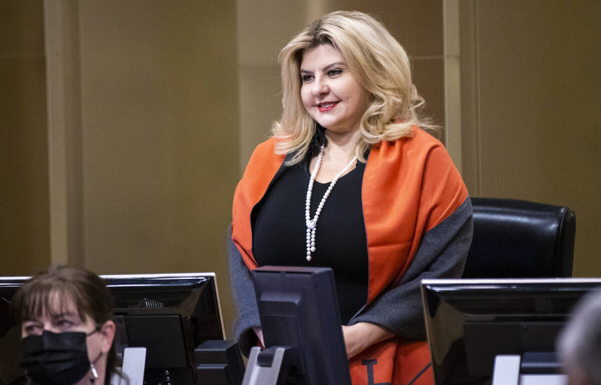 Las Vegas City Councilwoman Michele Fiore stands for invocation during a Las Vegas City Council ...