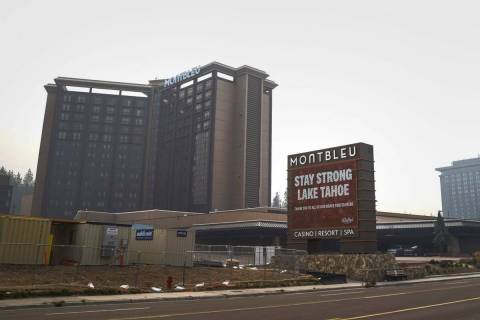 MontBleu Resort Casino & Spa, left, is shown in Stateline, Nev., Thursday, Sept. 2, 2021. (AP P ...