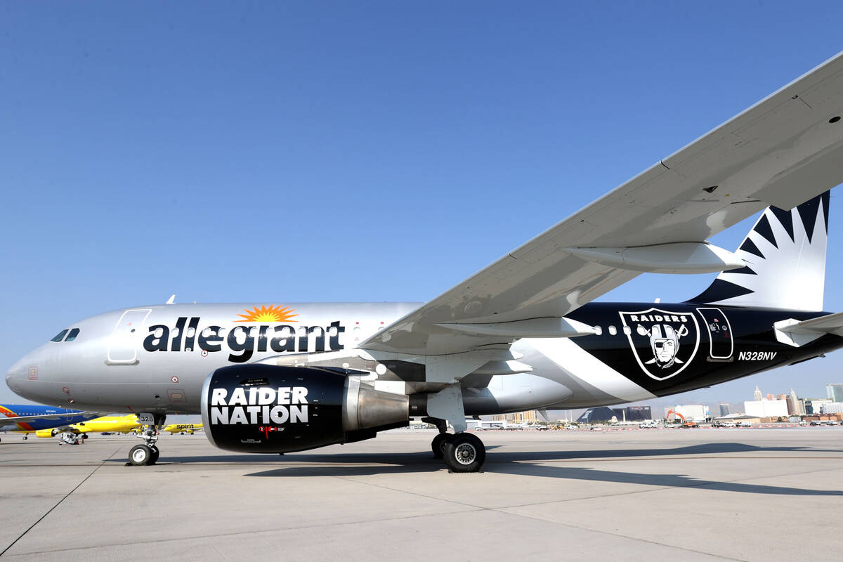 Allegiant Air and the Raiders introduce the Las Vegas-based airline’s Raiders-themed air ...