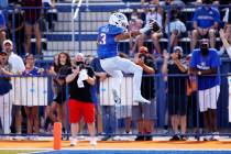 Bishop Gorman's Cam'ron Barfield (3) runs for a touchdown during the second quarter of a footba ...