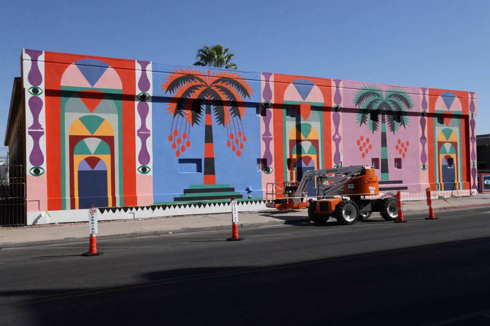 Part of a mural by Agostino Iacurci titled "Landscape n¡1" for the Life is Beautiful music, ar ...