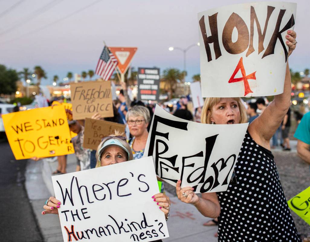 Hundreds of demonstrators with causes ranging from vaccination and mask mandates, to political ...