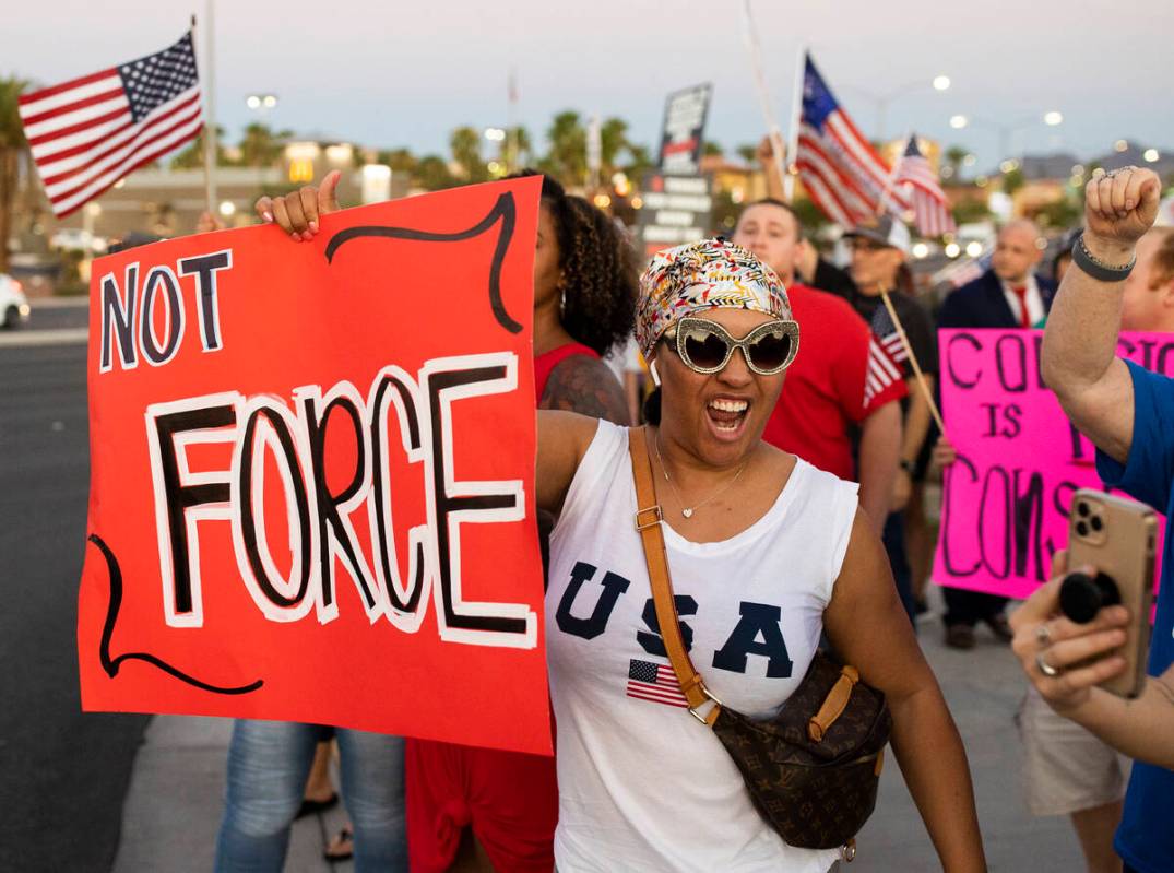 Hundreds of demonstrators with causes ranging from vaccination and mask mandates, to political ...