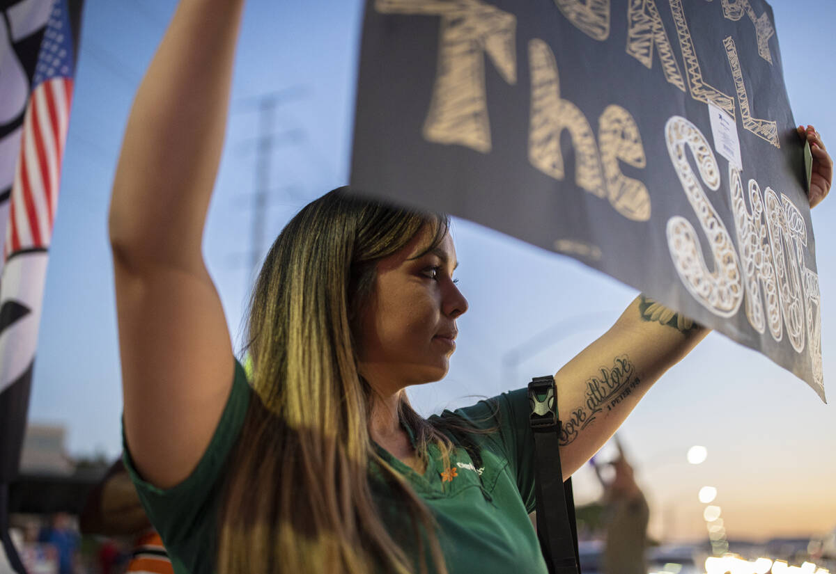 Nursing student Natalie Cortez protests mandatory vaccine mandates for health care workers outs ...