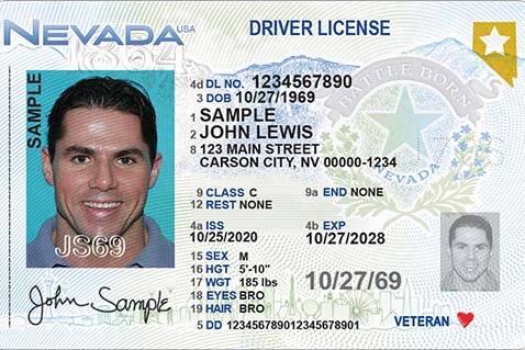 The new driver’s license design from the Nevada Department of Motor Vehicles. (Courtesy: Neva ...