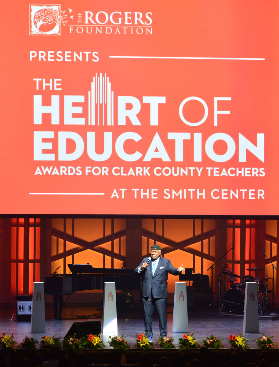 Comedian George Wallace performs to open the Heart of Education Awards for Clark County Teacher ...