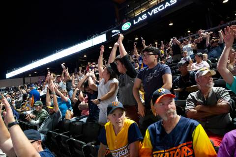 Aviators fans do the wave during a minor league baseball game against the Reno Aces at Las Vega ...