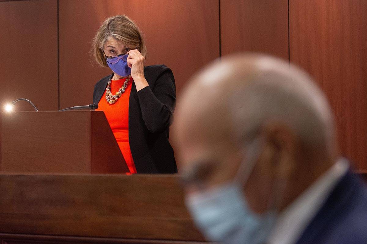 Nevada Lieutenant Governor, Kate Marshall presides over the Senate inside the chamber on the fi ...
