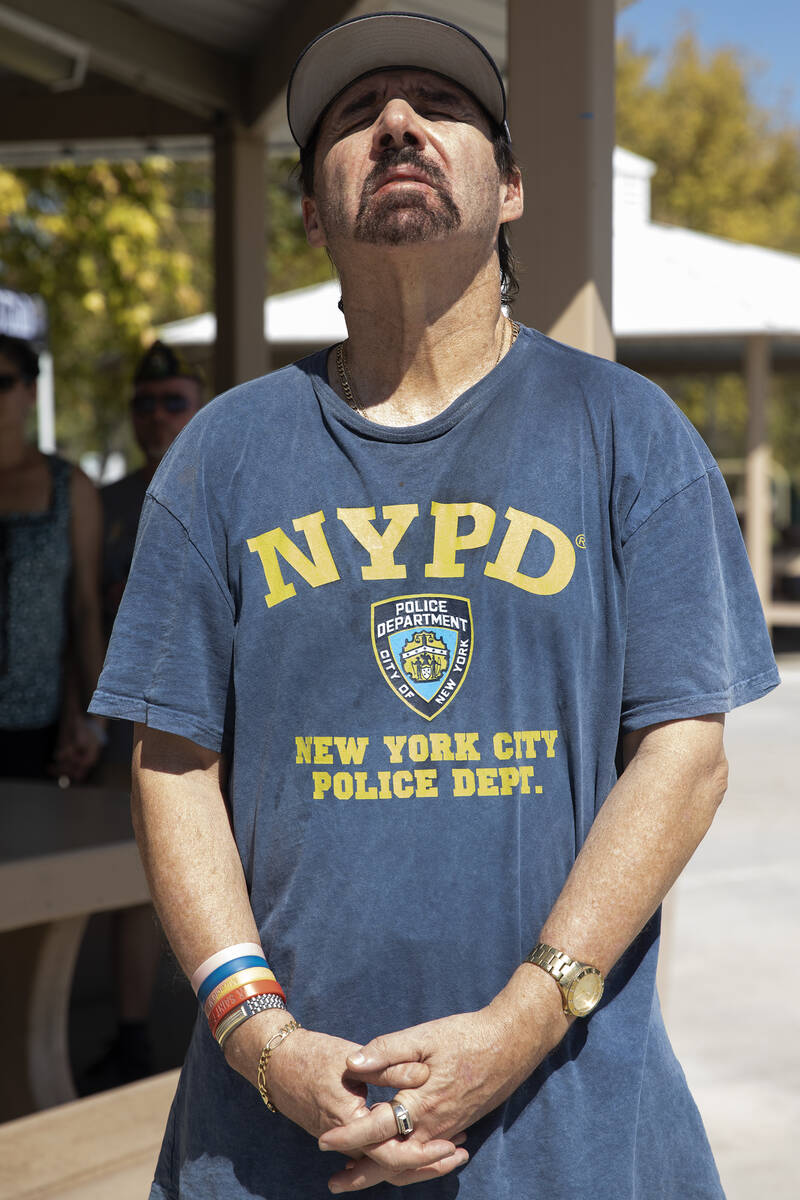 Ken Kelly, a retired New York police officer who moved to Las Vegas in 2000, closes his eyes w ...