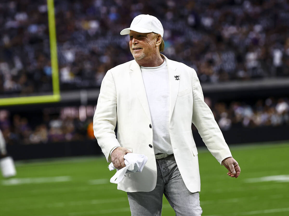 Raiders owner Mark Davis is seen before an NFL football game between the Raiders and the Baltim ...
