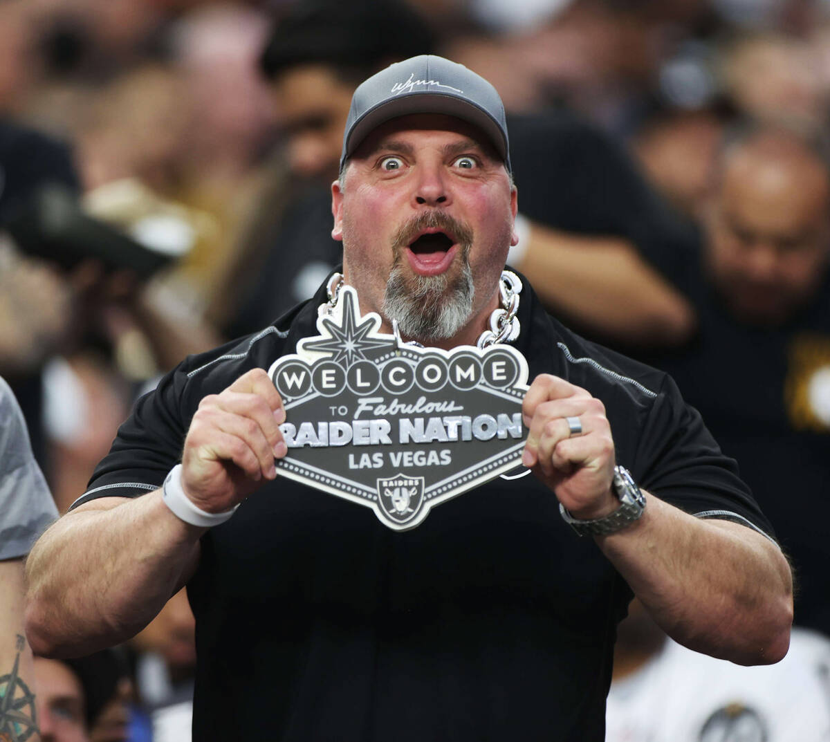 Raiders fans during an NFL football game between the Raiders and Baltimore Ravens at Allegiant ...