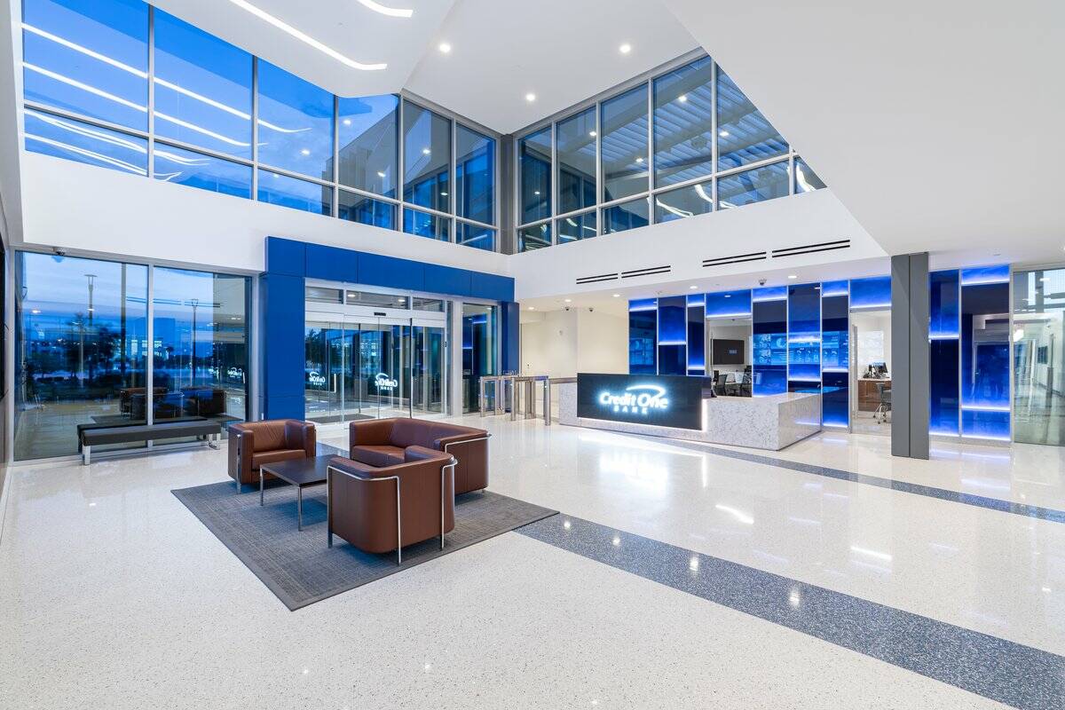 Construction of Credit One Bank’s headquarters expansion has finished. The campus, seen here, ...