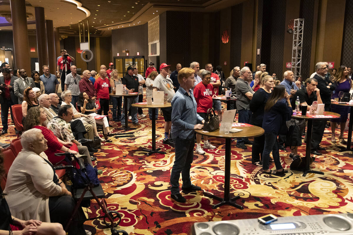 People listen to speakers during the "Fight for Freedom" Campaign Kickoff event at the Ahern Ho ...