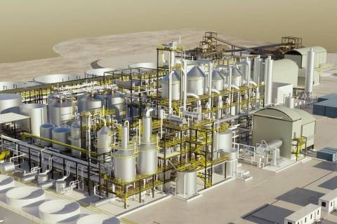 A rendering of the production facility at the planned Rhyolite Ridge lithium mine in rural Neva ...