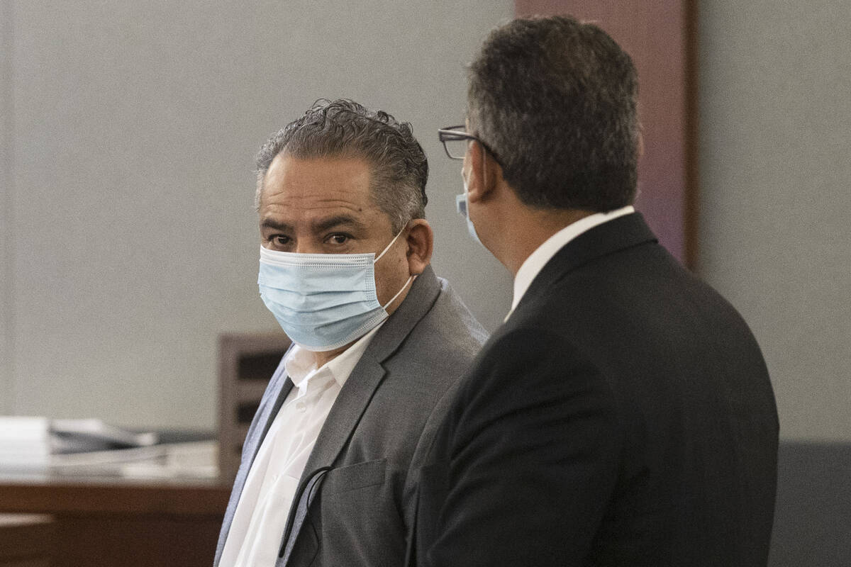 Omar Rueda-Denvers, left, and his attorney Christopher Oram appear in court during Denvers  ...