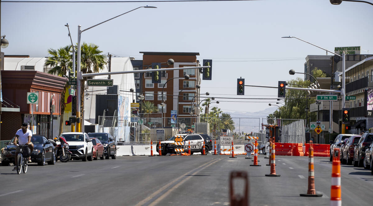 Traffic is closed for Life is Beautiful along West Carson Avenue at South 7th Street on Thursda ...