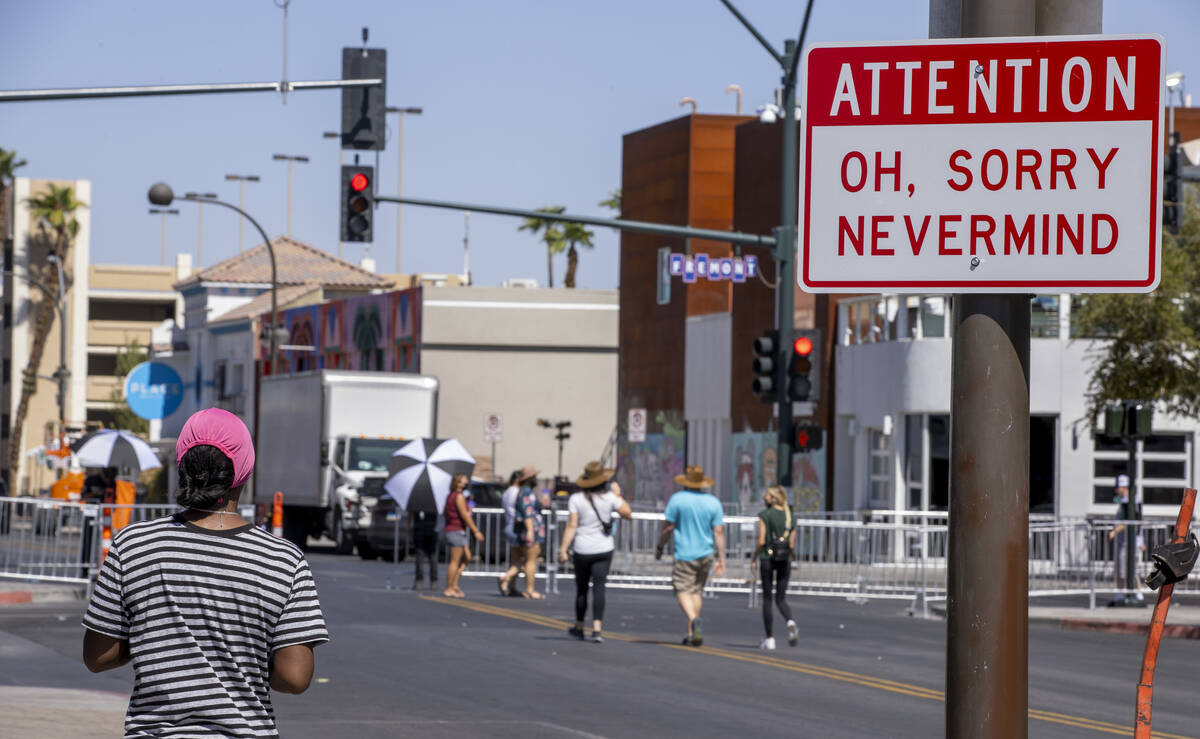 A funny sign hangs about Life is Beautiful on South 7th Street on Thursday, Sept. 16, 2021, in ...