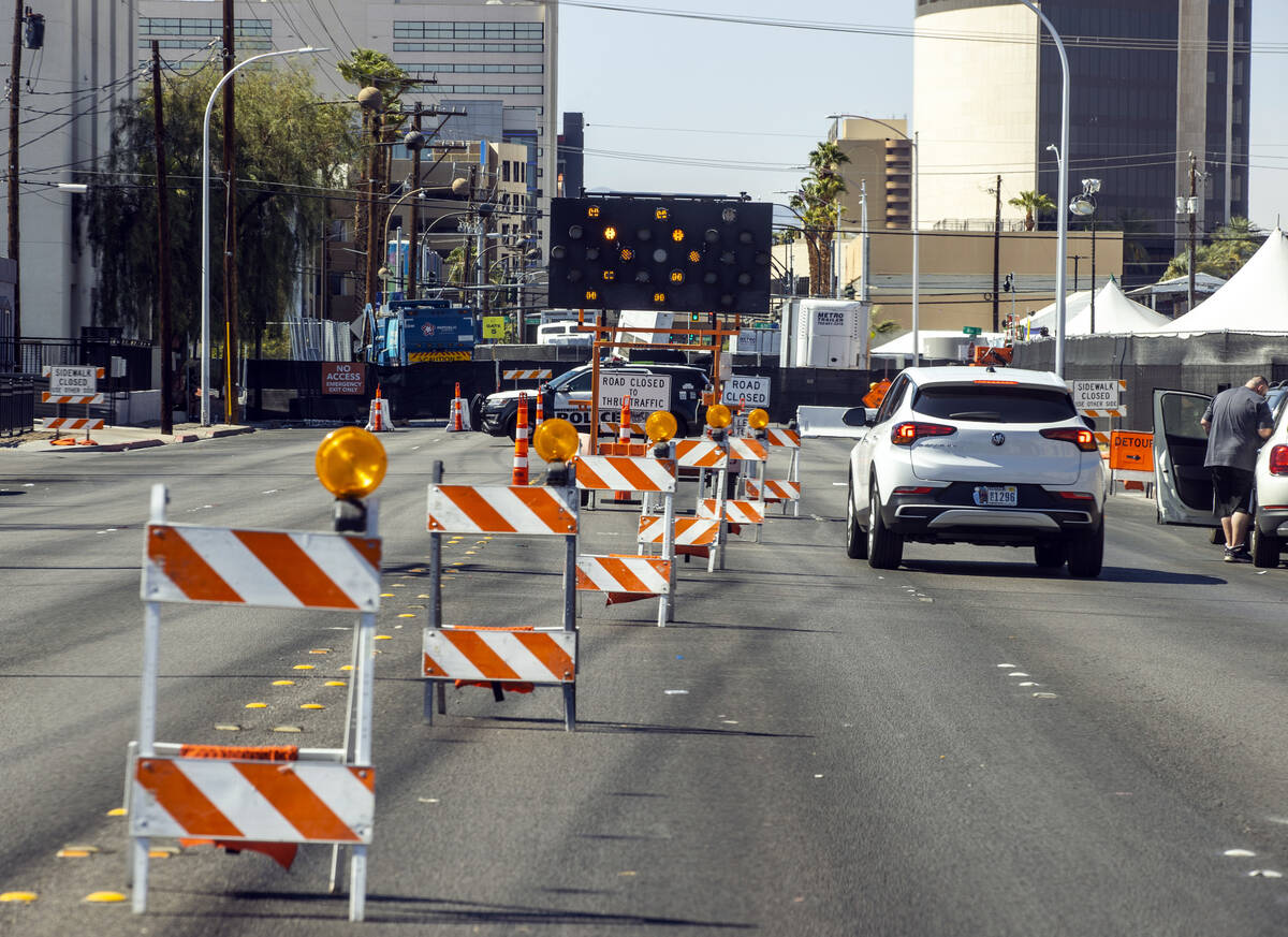 Traffic is redirected for Life is Beautiful as Stewart Avenue is closed near East 6th Avenue on ...