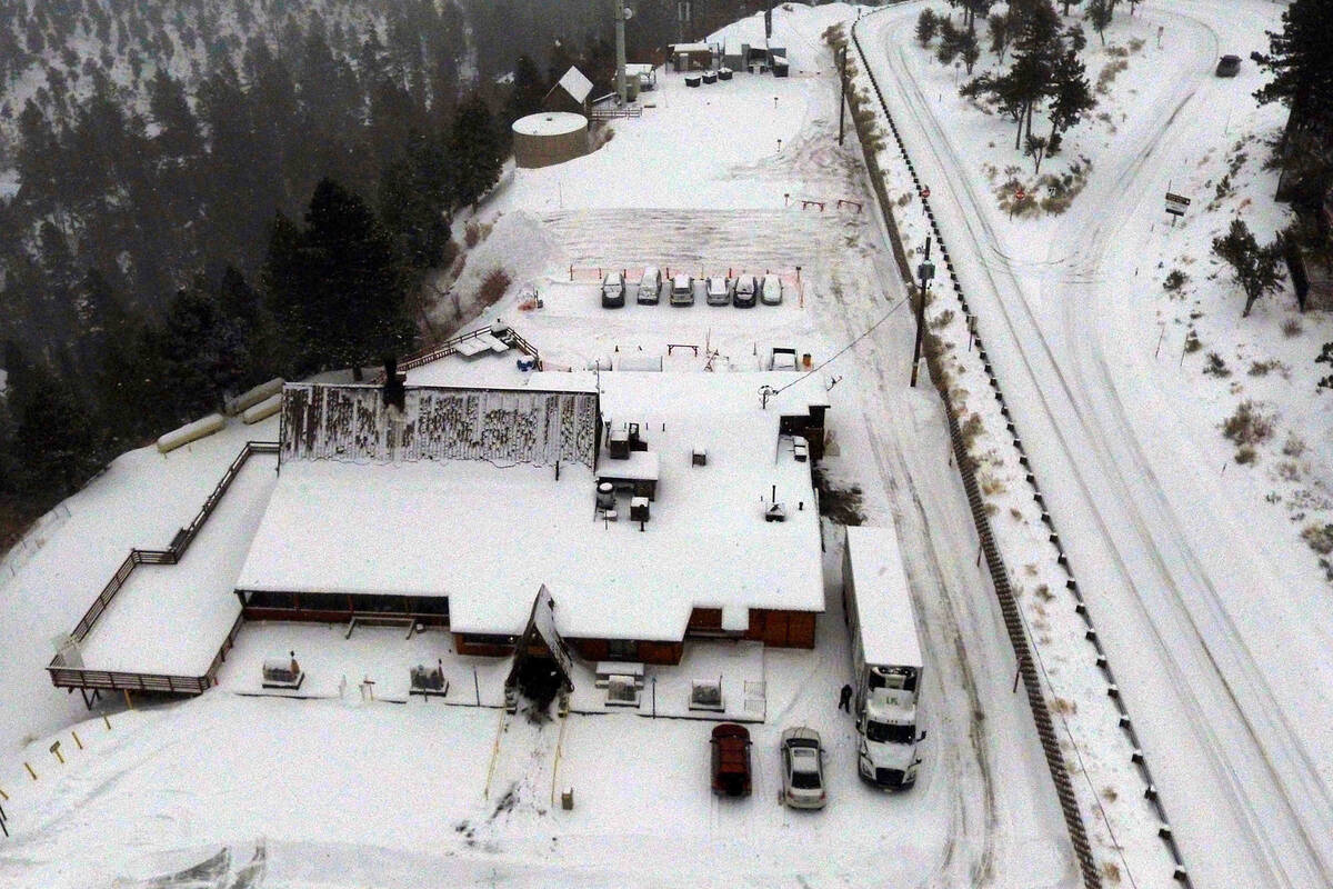 A snow covered Mount Charleston Lodge pictured on Monday, Jan. 25, 2021. (Bizuayehu Tesfaye/Las ...