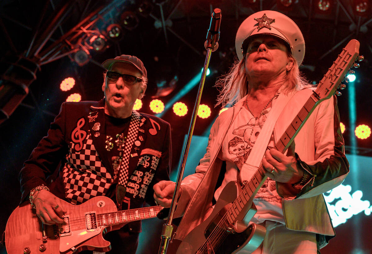 Rick Nielsen and Robin Zander of Cheap Trick are shown at 3rd Street Stage at Fremont Street Ex ...