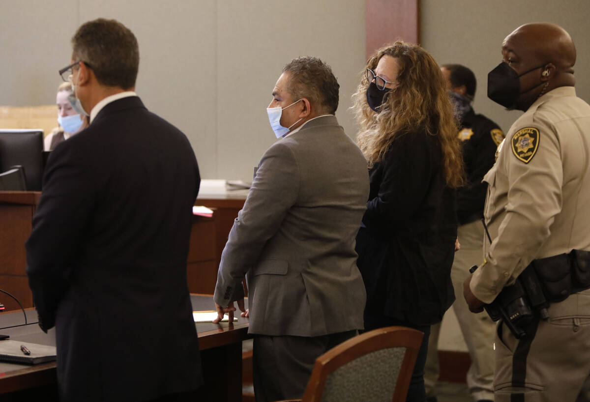 Omar Rueda-Denvers, second from left, listens to his verdict in his retrial, Friday, Sept. 17, ...