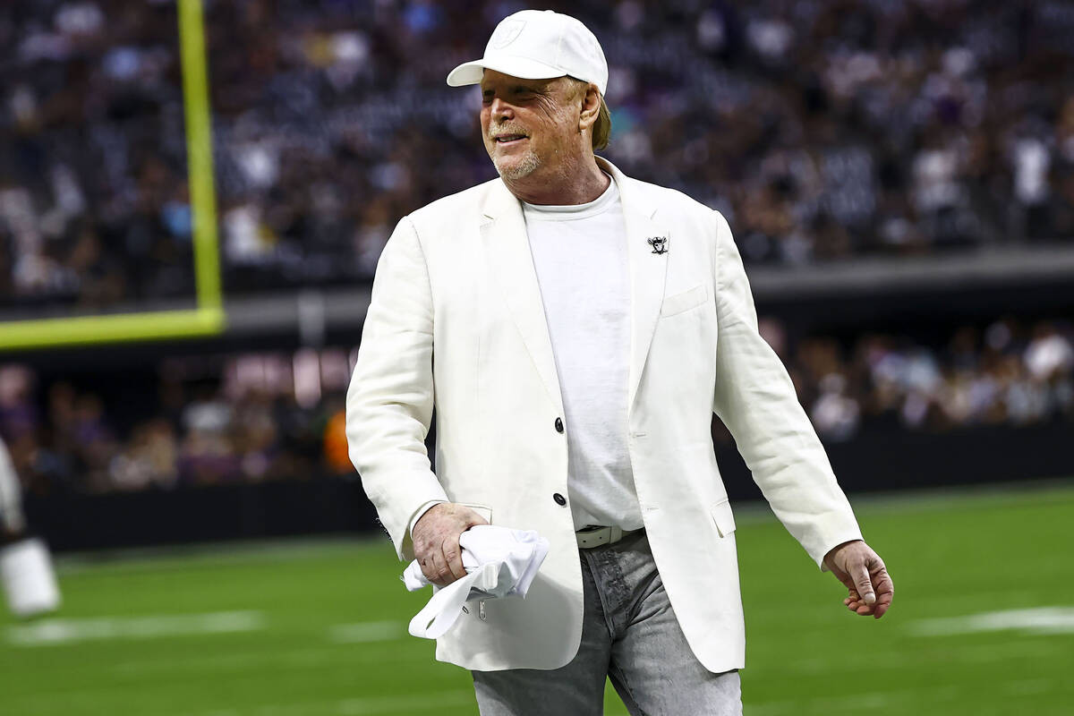 Raiders owner Mark Davis is seen before an NFL football game between the Raiders and the Baltim ...