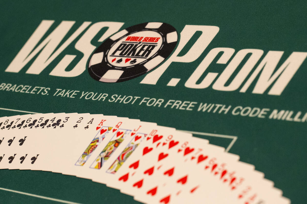 A deck of cards on a table on day one of the main event during the World Series of Poker tourna ...