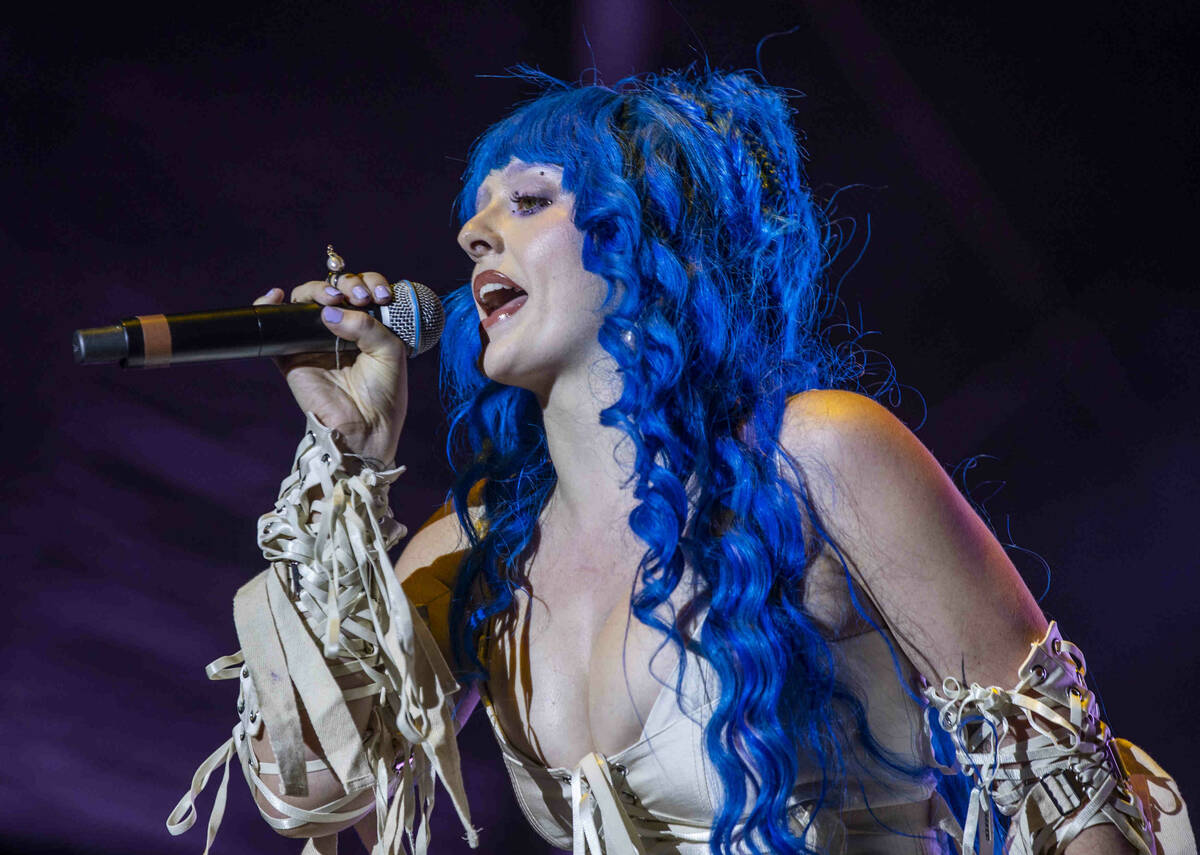 Ashnikko performs on the Bacardi Stage during day one of Life is Beautiful on Friday, Sept. 17, ...