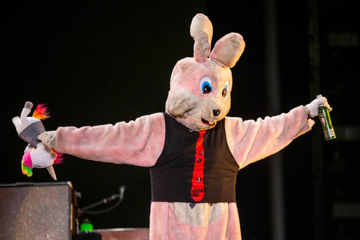 Drunk Bunny takes over the stage before Green Day performs on the Downtown Stage during day two ...