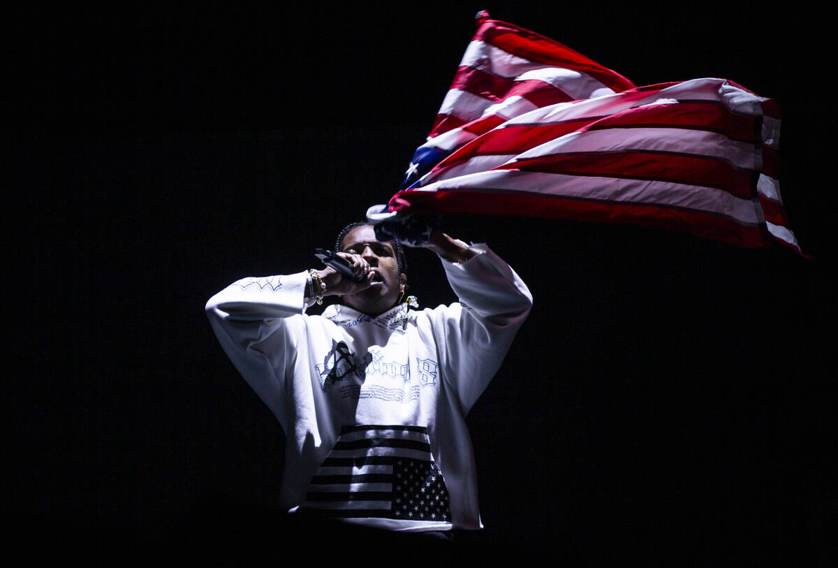 ASAP Rocky performs astatine  the Bacardi signifier    during the last  time  of the Life is Beautiful festival ...