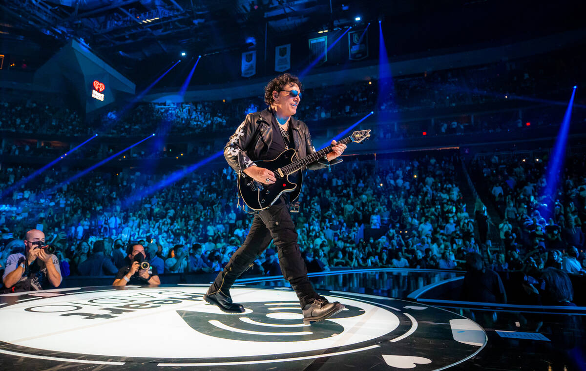 Neal Schon of Journey performs during the 2021 iHeartRadio Music Festival at T-Mobile Arena on ...