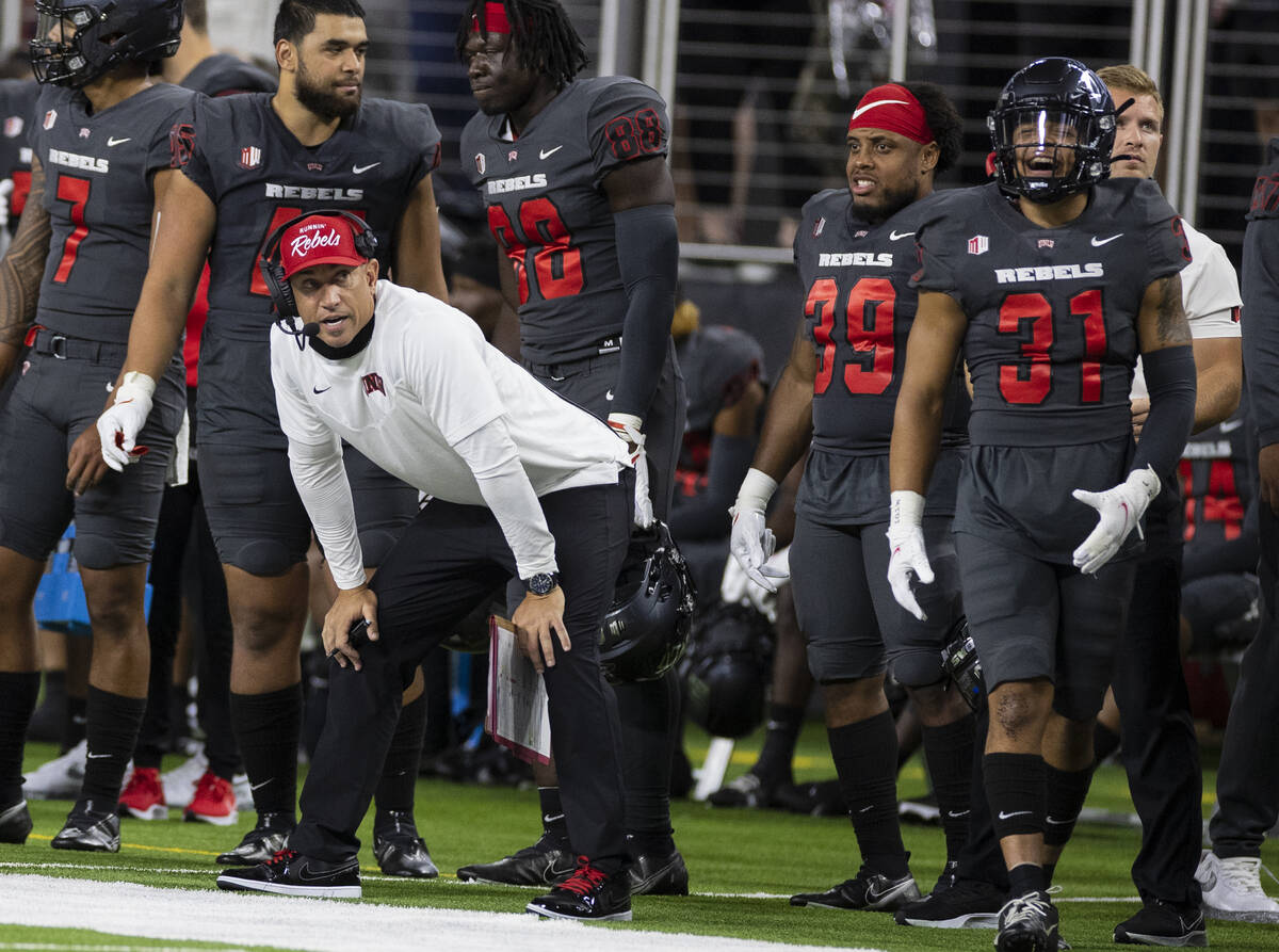 UNLV Rebels head coach Marcus Arroyo watches the game against Iowa State Cyclone during the sec ...