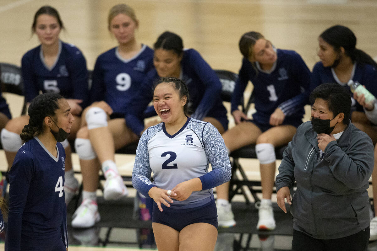 Shadow Ridge's Moni Jerome (4), Lali Makaiwi (2) and caput  manager  Jo Makaiwi laughter  during their h ...