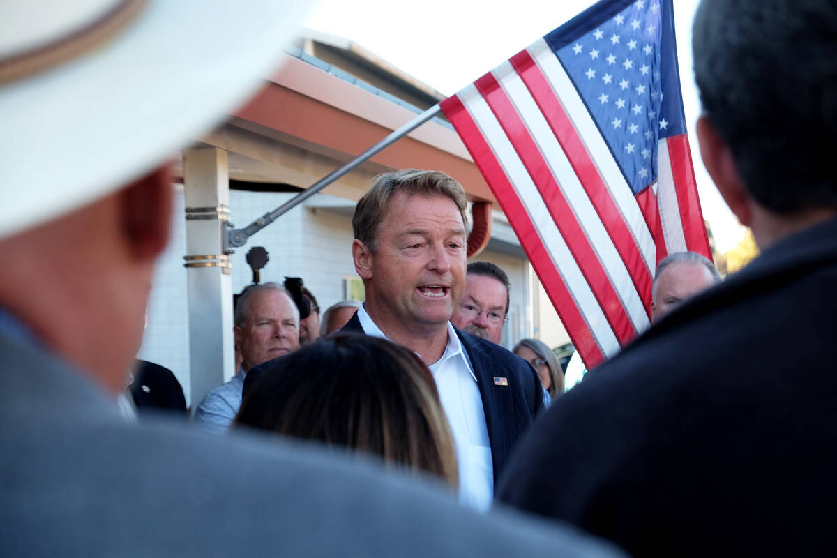 Former GOP Sen. Dean Heller speaks to supporters well-wishers outside Carson City GOP headquart ...