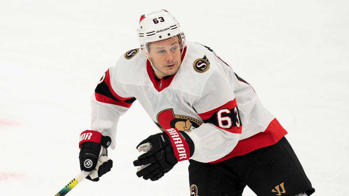 Ottawa Senators right winger Evgenii Dadonov (63) during an NHL hockey game against the Toronto ...