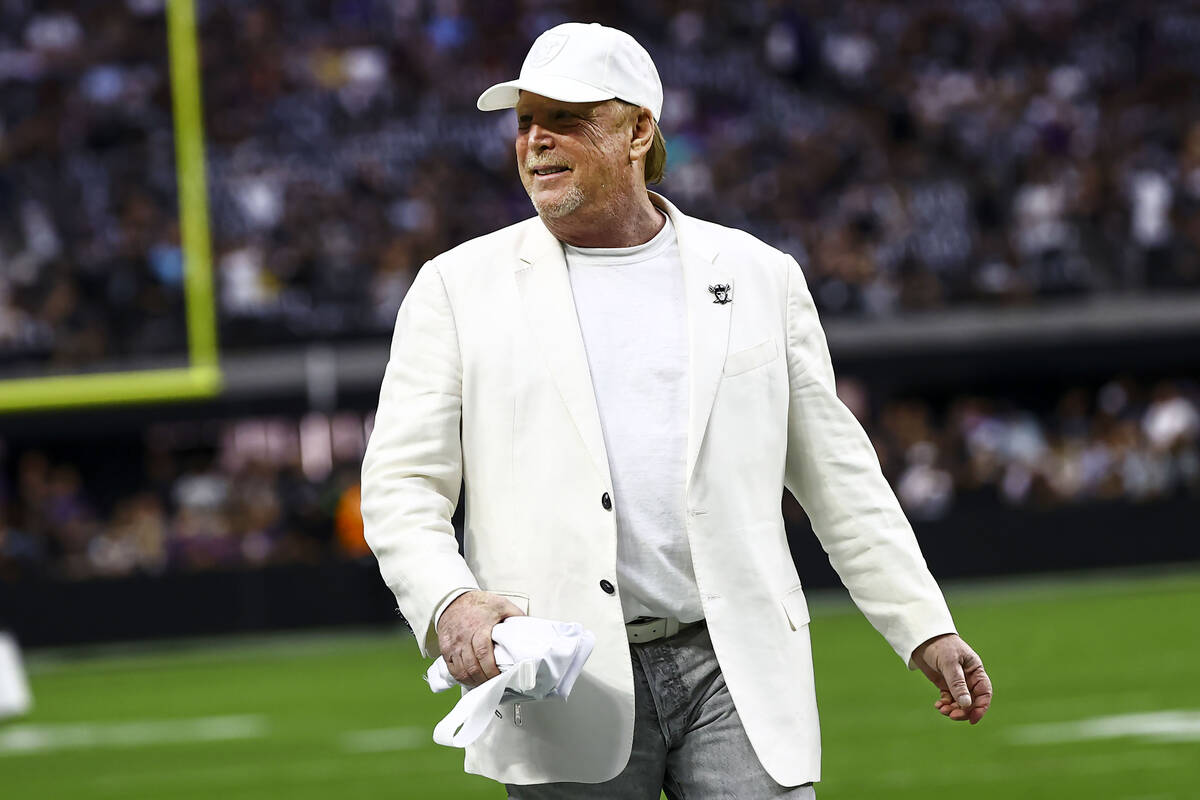 Raiders owner Mark Davis is seen at Allegiant Stadium on Monday, Sept. 13, 2021, in Las Vegas. ...