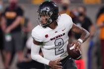UNLV quarterback Doug Brumfield (2) against Arizona State during the second half of an NCAA col ...