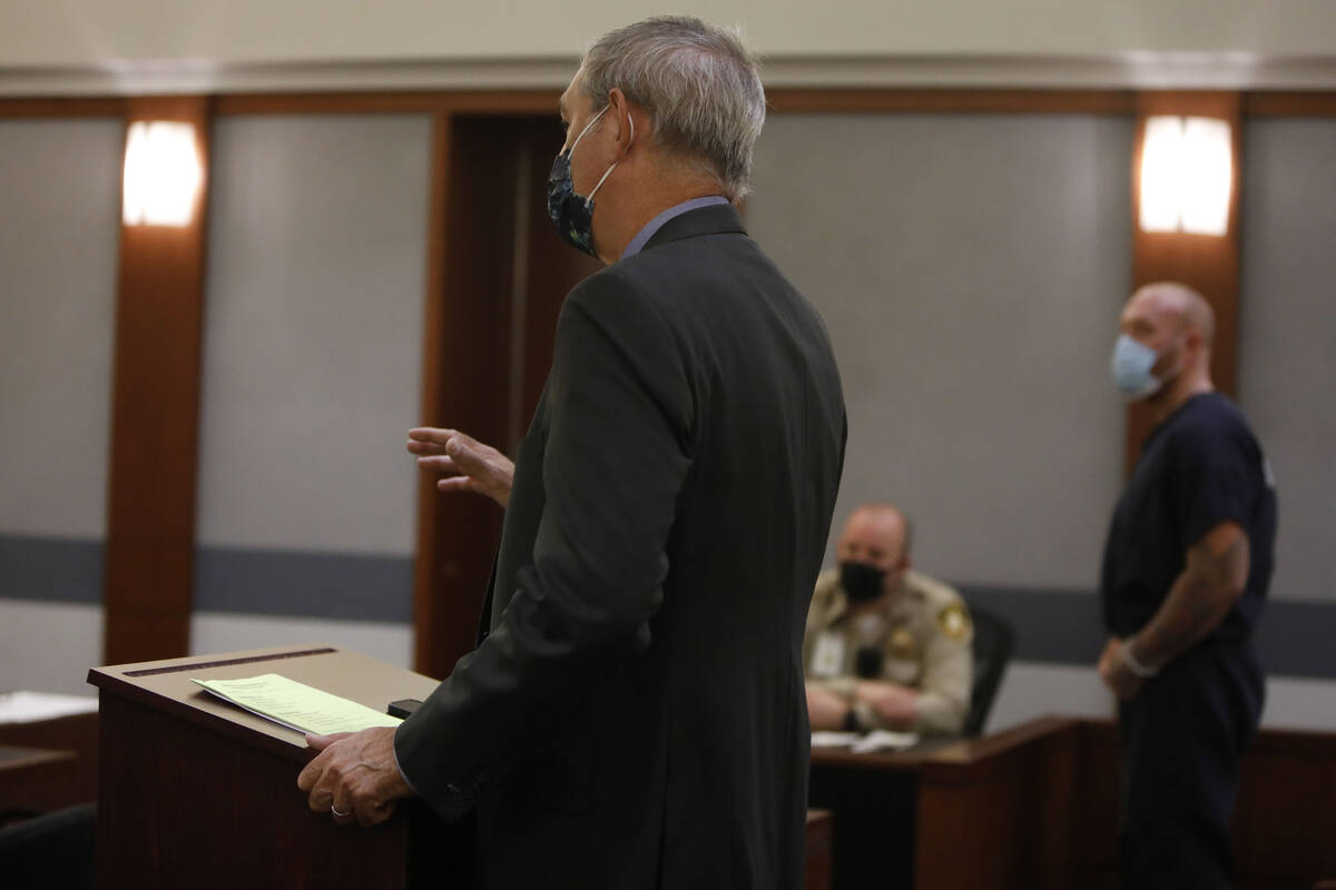 Attorney Gabriel Grasso, foreground, speaks during a court hearing for New Haven police officer ...