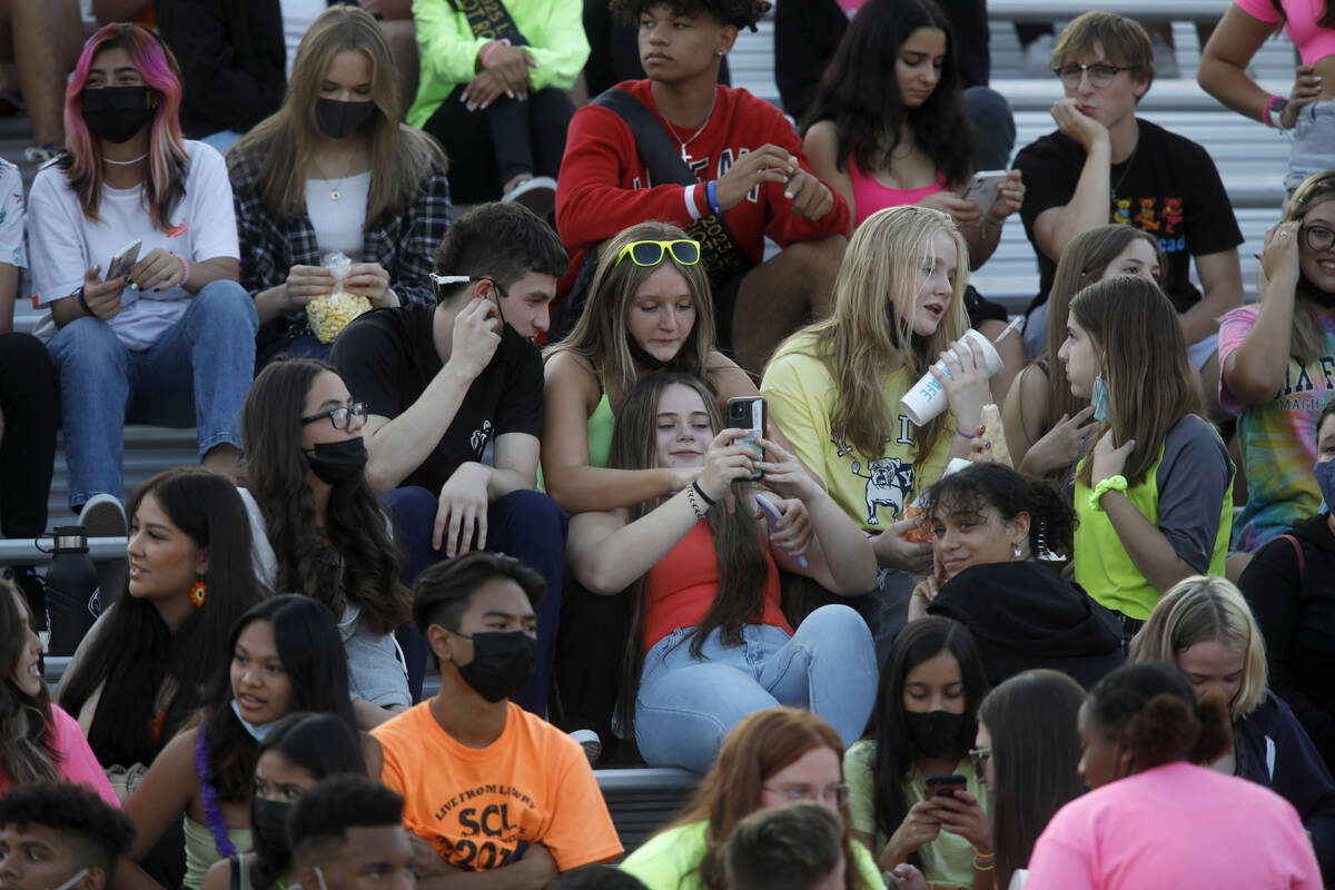 Liberty High School's fans wait for starting a football game against Faith Lutheran High School ...