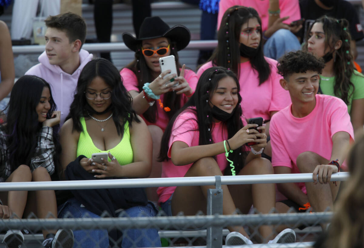 Liberty High School's fans wait for starting a football game against Faith Lutheran High School ...