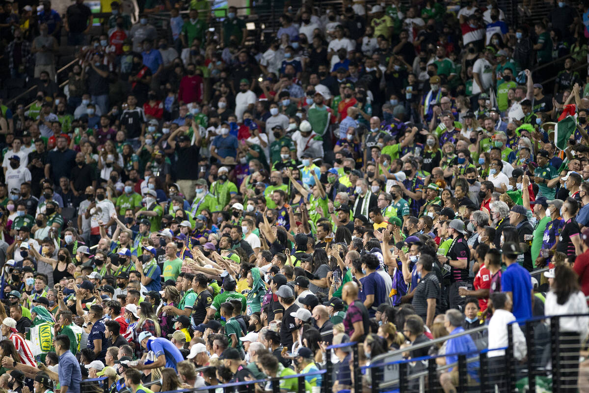 A ample  radical  of Seattle Sounders fans cheers during the Leagues Cup Final lucifer  betwixt  MLS' S ...
